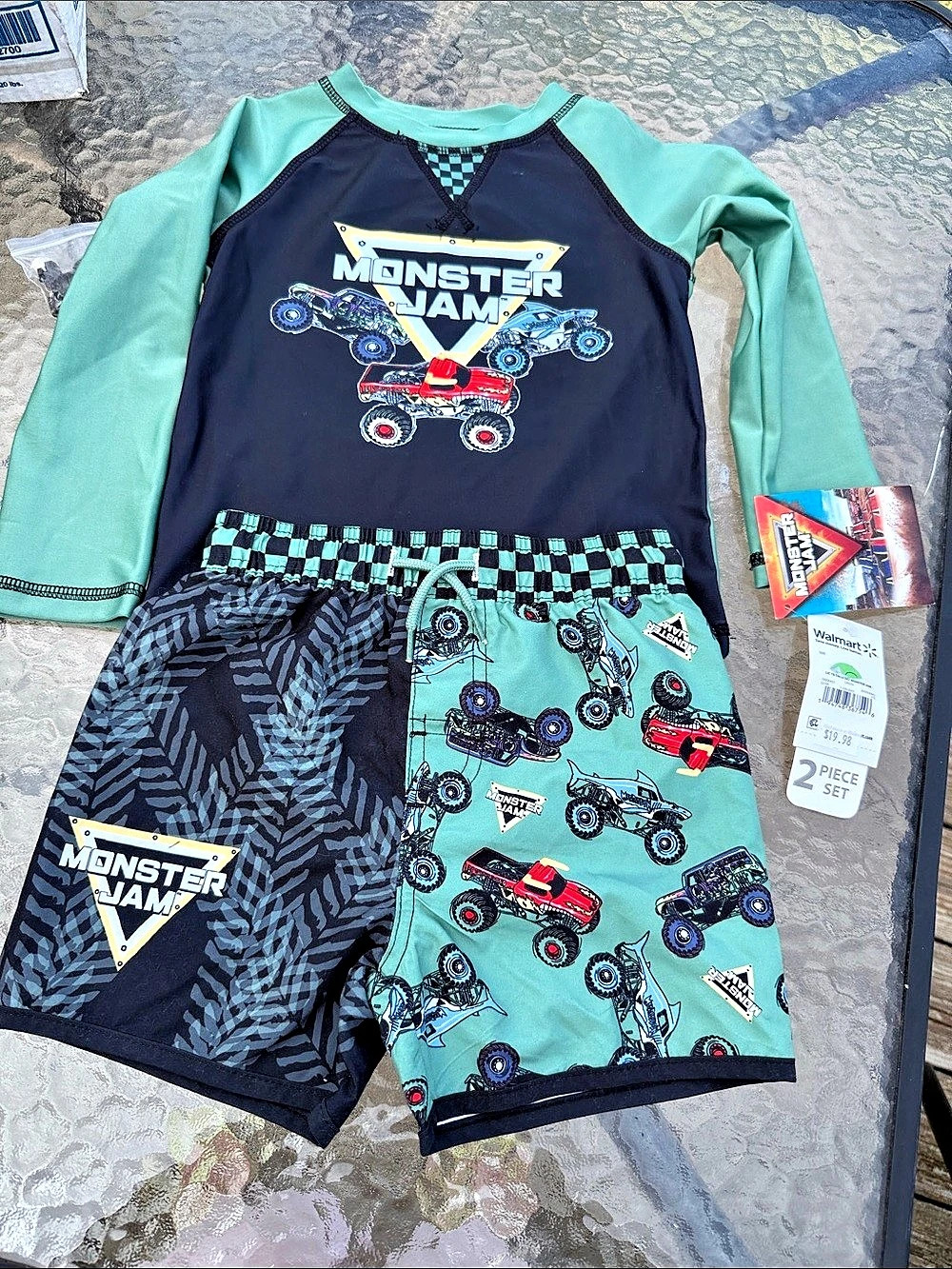Monster Jam Boys Rash Guard and Swim Trunks 2-Piece Set 2-Piece Set